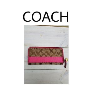 COACH signature full zip accordion wallet